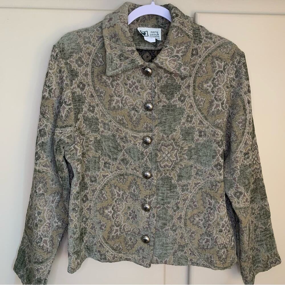 Vintage Every Stitch Counts grandma core tapestry blazer jacket size women’s S/M